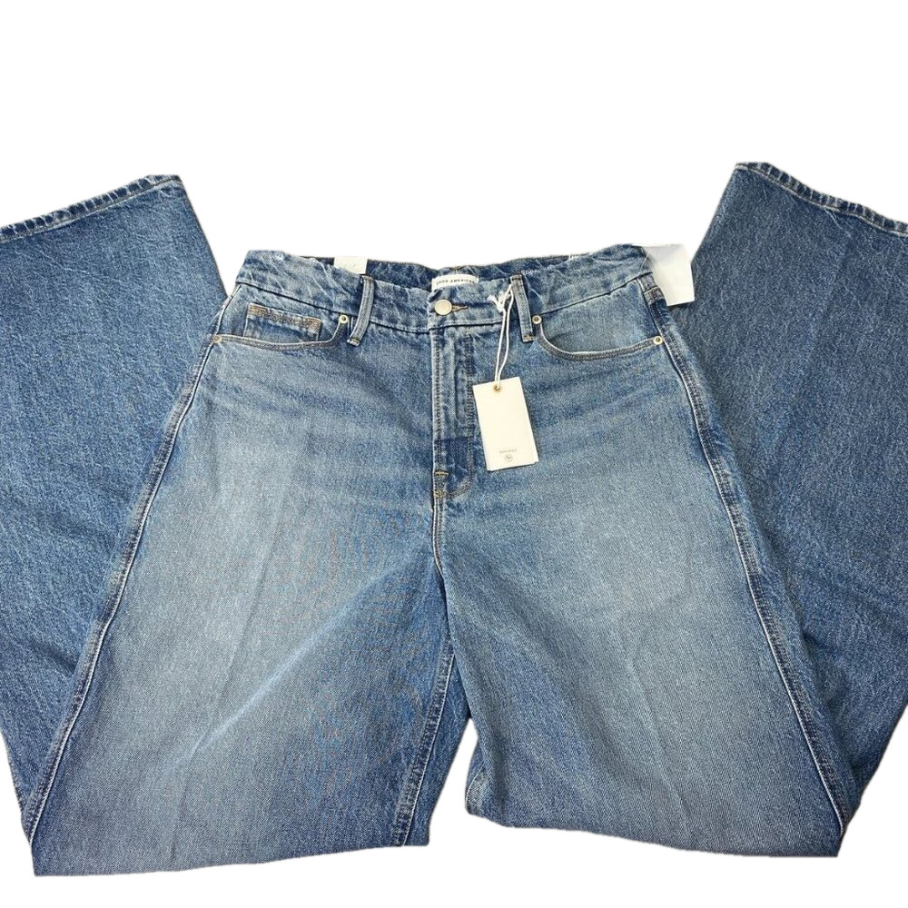Good American Women's Jeans Blue Size 8 Good Skate High Rise Loose Leg Baggy